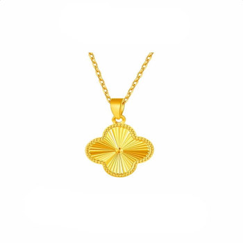 Gold necklace women's 999 pure four leaf clover pendant