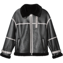 Keyan winter lapel wool flight jacket coat fur one-piece fur