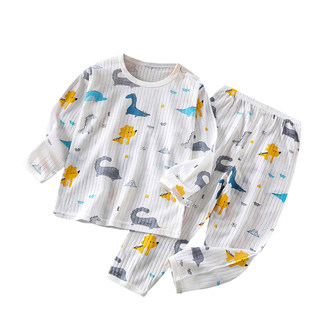 Children's pajamas pure cotton boys and girls long-sleeved home clothes set summer thin children baby air-conditioning clothes spring and autumn