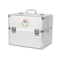 Double-open medical box for household use large-capacity aluminum alloy medical box first-aid box medical drug storage box medical box