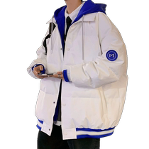 Light and thin fake two down clothes mens winter thickening easy for young people Jin Jiang jacket male tide sign port wind trend