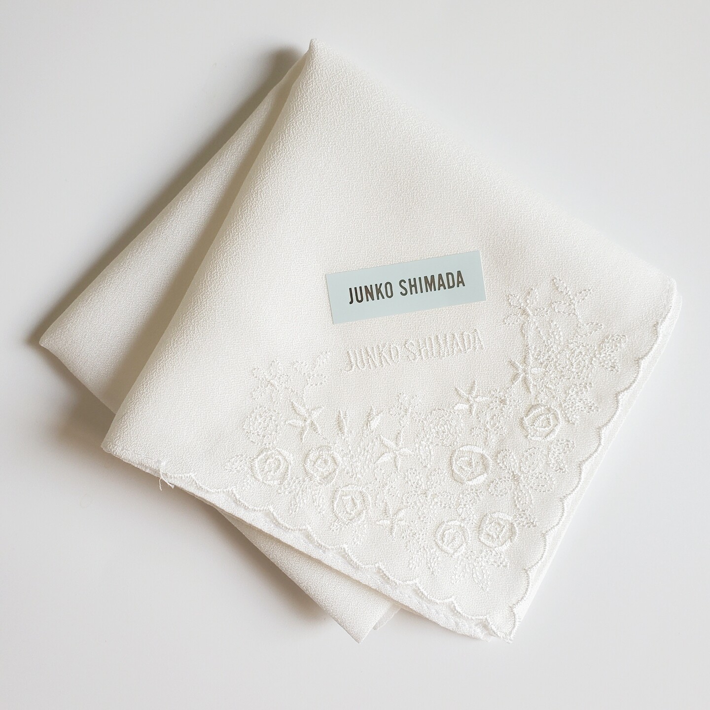In-Stock Junko Shimada Japanese Women's Soft, Lightweight, Embroidered Rose Pure Cotton Handkerchief
