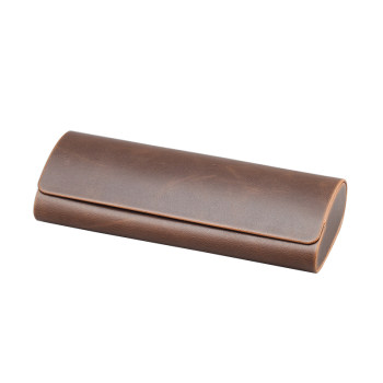 Crazy horse pu handmade glasses box portable and anti-pressure