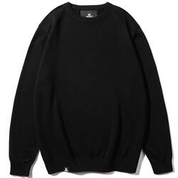 KERWATS large size loose knitwear men's autumn and winter pure cotton black round neck sweater plus fat oversized bottoming shirt