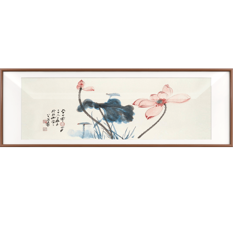 中国古美術・白雪石款・仙縁福地・四尺横幅掛軸・純手描き・文房置物