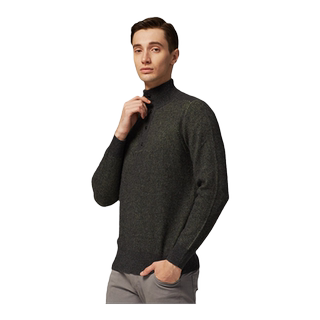 圣雪绒2019秋冬新品羊绒衫男士高领撞色双面提花休闲大码针织衫