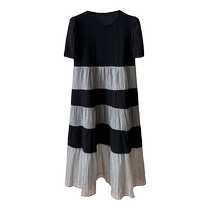Maternity Summer French Puff Sleeve Dress 2024 New Design Splicing Loose Slim Long Skirt