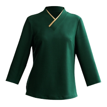 Special catering waiter work clothes long-sleeved womens hotel restaurant barbecue hot pot restaurant special spring and autumn clothing Chinese style