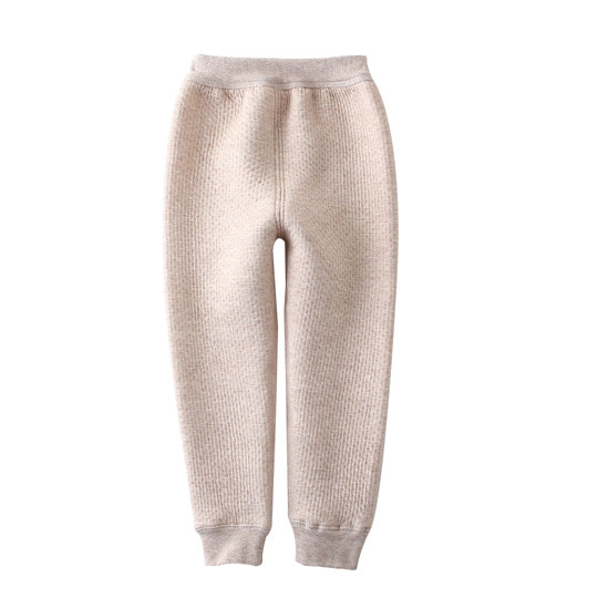 儿童纯棉三层保暖裤 秋冬款男童女童无骨缝居家保暖秋裤宝宝长裤