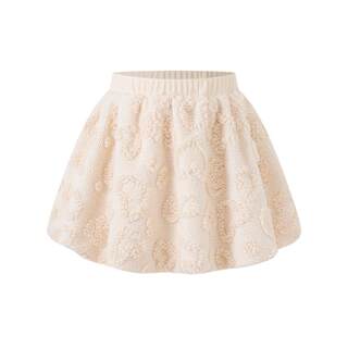 Little Naive儿童裙子爱心毛冬季花苞半身裙女童冬季裙子厚裙子