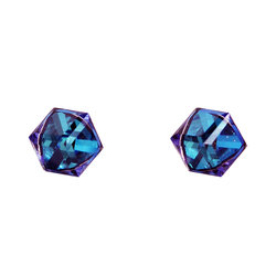 S family cubic crystal all-over 925 silver earrings Bermuda blue gold fantasy sugar cube sterling silver earrings mosquito coil ear clip