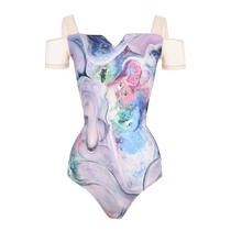 Chen Xis co-branded dance clothes for women ballet suspenders gymnastics suits dance body suits printed training suits B189