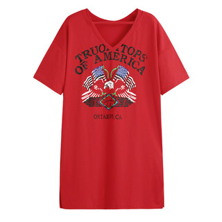 New korean mid-length tiger head printed t-shirt in spring and summer