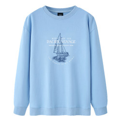 TEEK sky blue pure cotton men's sweatshirt spring and autumn-sleeved T-shirts new spring tops forteens and students