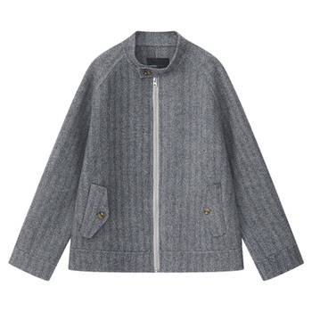 Men's casual simple herringbone short cashmere coat