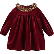 (Clearout) Mark Jenny Lufu Autumn Girls Soft Velvet Dress New Year Skirt