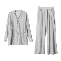 Nishimachi Village House Lazy Zen Shirt Set Womens Summer New Casual Long Sleeve Two-piece Set HB9601008