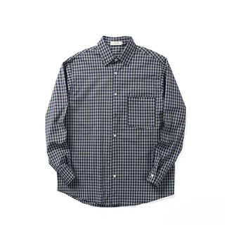 Dashufulcrum日系复古格子纯棉长袖衬衫男女春秋休闲百搭质感衬衣