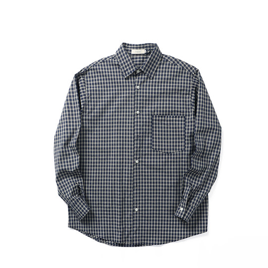 Dashufulcrum日系复古格子纯棉长袖衬衫男女春秋休闲百搭质感衬衣