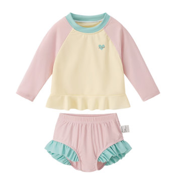 Jerry Baby Girls' Two-Piece Swimsuit Summer Sun Protection Children's Swimwear Baby Long-Sleeved Quick-Drying Toddler Beachwear for Girls