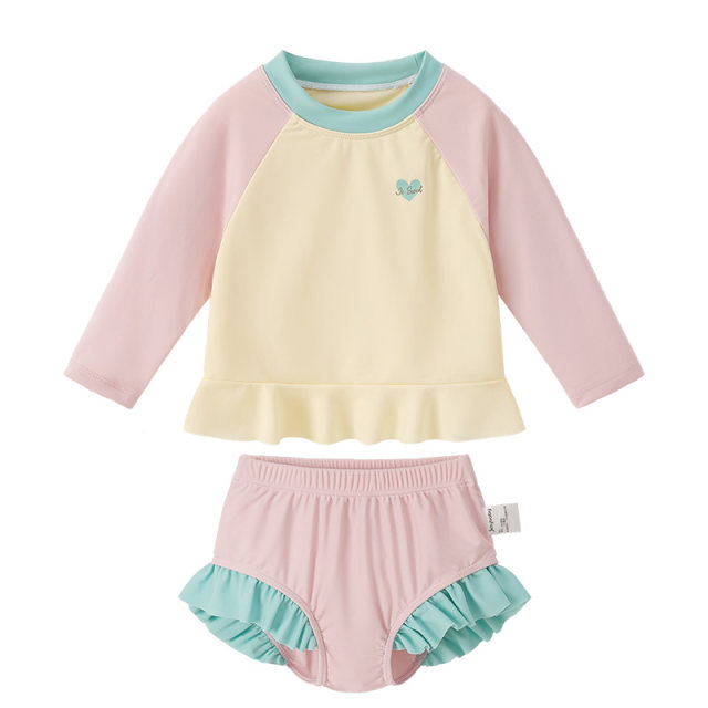 Jerry Baby Girls' Split Swimsuit Summer Sun Protection Children's Swimwear Baby Long Sleeve Quick-Drying Children's Beach Wear Women