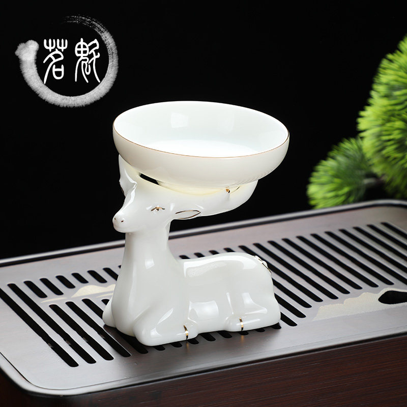 Shea Butter Jade Porcelain Tea Leak Tea Filter Tea Filter Tea Filter Separate Tea Septer Ceramic Integrated Upscale Tea Water Separation Filter Tea-Taobao