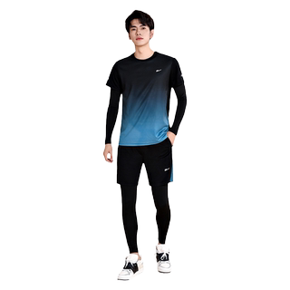 回力运动套装男健身服春秋跑步装备晨跑服骑行训练服紧身速干衣男