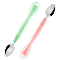 Mud scraper baby double-headed fruit puree spoon silicone soft spoon baby digging fruit food supplement tool artifact 2270