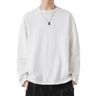 320g重磅t恤男长袖秋无性别纯棉速干体恤潮牌简约白色情侣打底衫