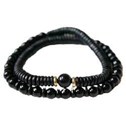 Original design natural crystal obsidian bracelet ebony multi-circle multi-layered Buddha beads bracelet for men and women