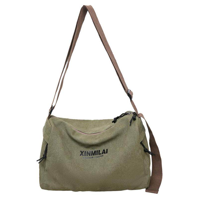 Retro canvas crossbody bag trendy postman shoulder bag