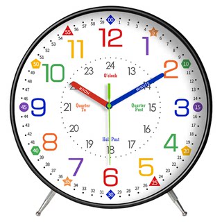 早教学习静音挂钟客厅家卧室钟表学生儿童房彩虹座钟台式桌面时钟