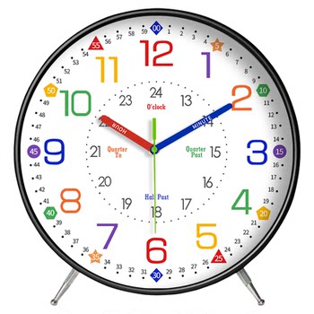 Early education learning silent wall clock living room home bedroom clock student children's room rainbow table clock desktop clock
