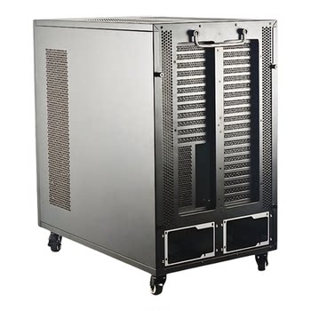 Dual tower chassis with multiple gpus and water cooling with wheels