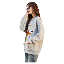 Tangshi 2024 early autumn new round neck sweatshirt womens knitted cute mushroom pullover sweatshirt jacket loose and versatile