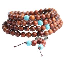 Laos red rosewood bracelet 108 rosewood beads bracelet 6/8mm raw wood men's and women's rosary jewelry gifts