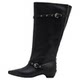 Mollynne original design knight pile boots women's pointed toe fashion boots black motorcycle boots pointed toe long boots for women