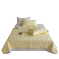 Double-Sided Cotton Rice Grain Embroidery Bed Cover Three-Piece Set, Suitable for All Seasons, Tatami Bed, Pure Cotton, Thickened Quilted Kang Cover