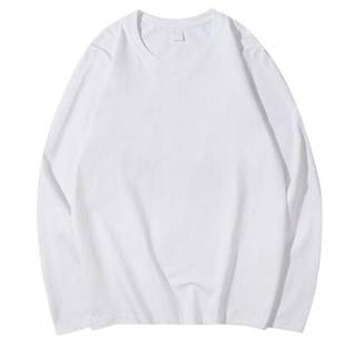 2025白色长袖t恤男潮牌春秋季圆领内搭上衣打底衫潮流百搭纯色男