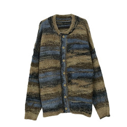 ຮ້ານ Weilang ຂອງອາເມລິກາ retro ຄູ່ຜົວເມຍ sweater ຜູ້ຊາຍດູໃບໄມ້ລົ່ນແລະລະດູຫນາວ striped bf cardigan sweater niche jacket ຍີ່ຫໍ້ trendy