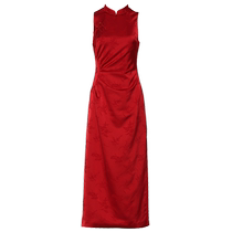 DPLAY2024 Summer Guofeng Stand Collar Red Improved Cheongsam Bridal Toast Wear Engagement New Chinese Dress