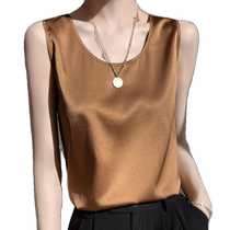 Large size silk mulberry silk camisole womens suit with round neck loose sleeveless bottoming shirt fat mm top