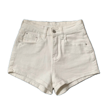 White denim shorts for women summer 2024 new high-waist elastic tight-fitting slim hip-covering womens group pants hot pants for girls