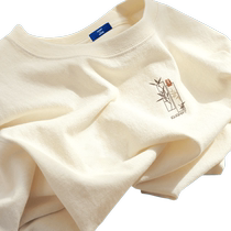 Genio Lamode pure cotton short-sleeved mens summer ice silk breathable new Chinese half-sleeved mens loose shoulder T-shirt