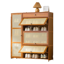 Dongwo Fuchuang home entry shoe cabinet door shoe rack simple kitchen cabinet living room dust-proof multi-layer bamboo storage cabinet