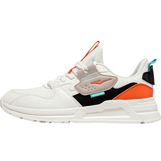 鸿星尔克男鞋运动休闲鞋男款冬季跑步鞋皮面防水软底男士保暖鞋子