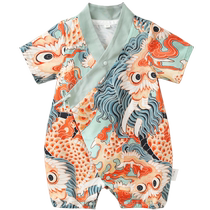 Long Xi Nian one-year-old dress male baby Chinese Hanfu baby full moon hundred days banquet young master one-piece suit summer