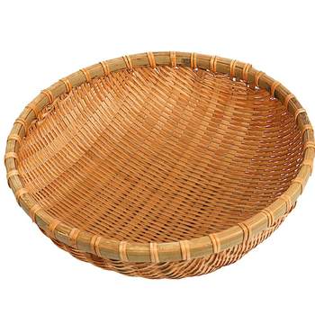 Bamboo woven fruit basket handmade round dustpan bamboo sieve vegetable basket