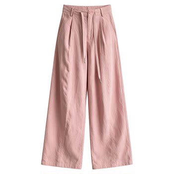 ໂສ້ງຂາກວ້າງ tencel linen lace-up ສໍາລັບແມ່ຍິງເອີຣົບ