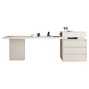 Italian light luxury style slate kitchen island and dining table integrated home retractable small apartment high-end all-slate guide table